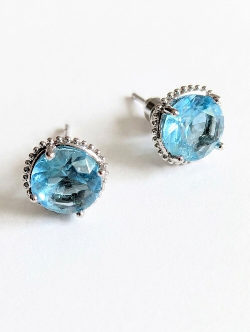 Azure Blue Crystal Stud Earrings Jewelry